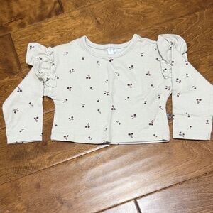 NWT Size 12M Modern Moments Cream Cherry Print Ruffle Long Sleeve Top